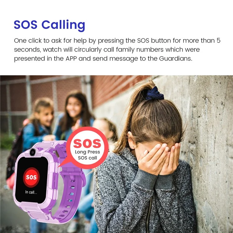 DH15S 1.83 Inch 4G Calling Kids Smart Watch SOS GPS Tracker Built In LED Flashlight (Europe  /  Asian  /  Africa Version) - Blue