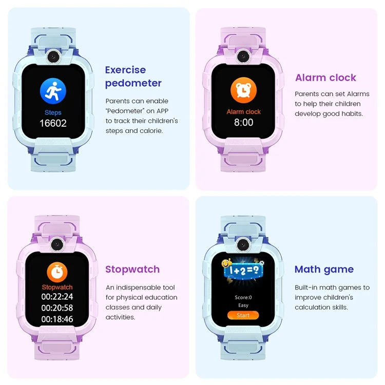 DH15S 1.83 Inch 4G Calling Kids Smart Watch SOS GPS Tracker Built In LED Flashlight (Europe  /  Asian  /  Africa Version) - Blue