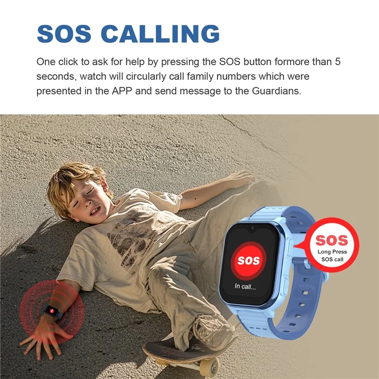D3S 1.91 Inch Touch Screen Kids Smart Watch 4G GPS Video Call HD Camera SOS Wristwatch - Blue
