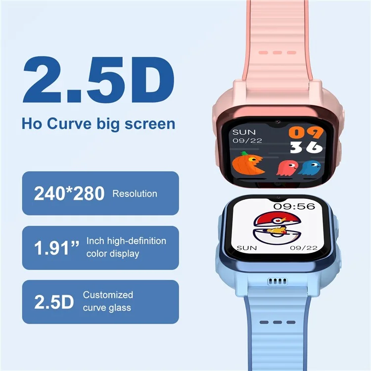 D3S 1.91 Inch Touch Screen Kids Smart Watch 4G GPS Video Call HD Camera SOS Wristwatch - Blue