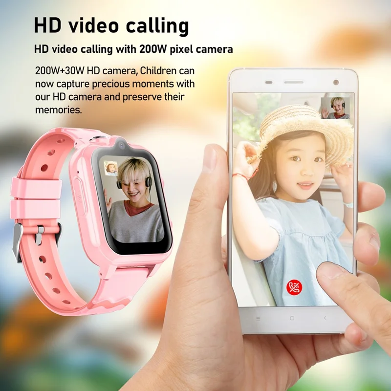 Montre Intelligente Android 8.1 pour Enfants 1Go + 8Go GPS Suivi Caméra 2MP Montre de Sport Compatible Whatsapp - Rose