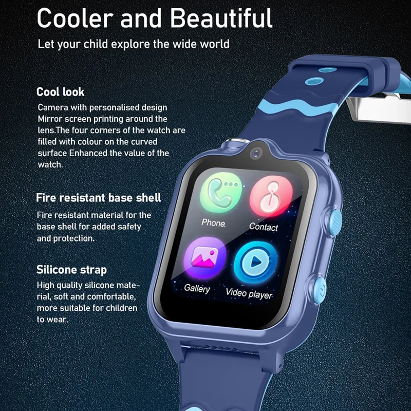 Android 8.1 Kids Smart Watch 1GB + 8GB GPS Tracking 2MP Camera Sports Watch Support WhatsApp - Sapphire