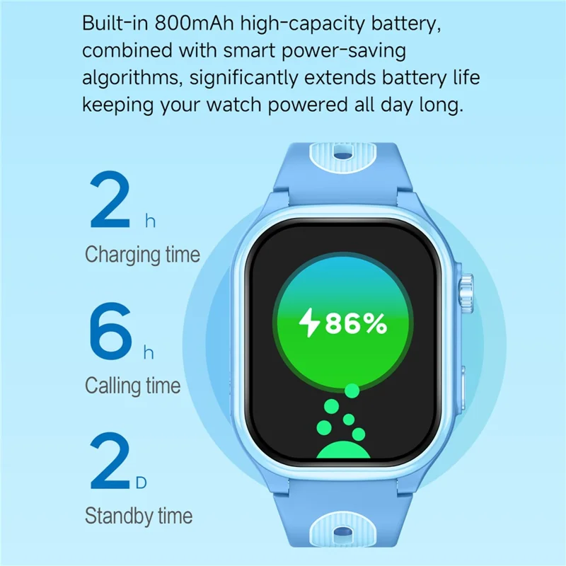 Reloj Inteligente D18 para Niños de 2,0 Pulgadas, 4G con Llamada SOS y Cámara Oculta Retráctil (Versión Europa / Asia / África) - Morado