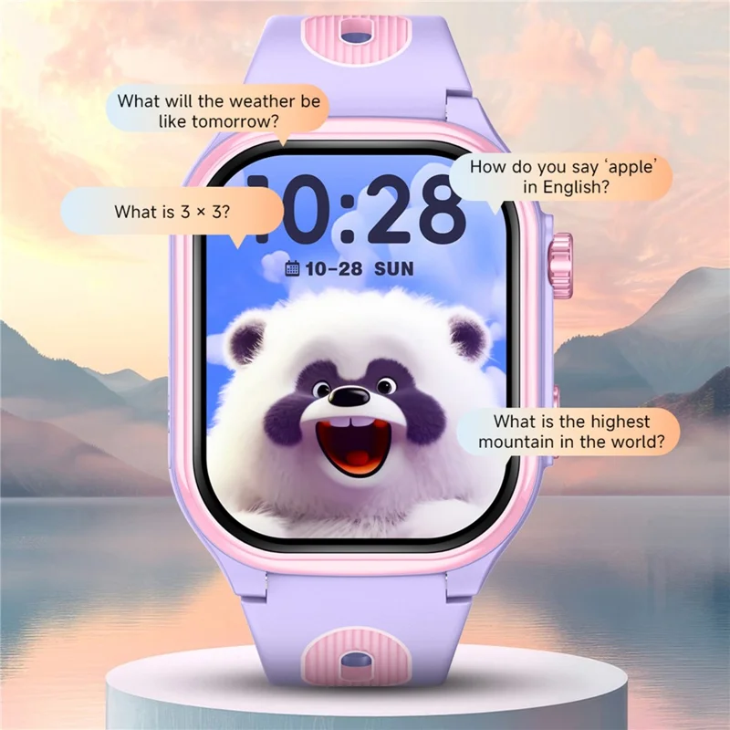 Reloj Inteligente D18 para Niños de 2,0 Pulgadas, 4G con Llamada SOS y Cámara Oculta Retráctil (Versión Europa / Asia / África) - Morado