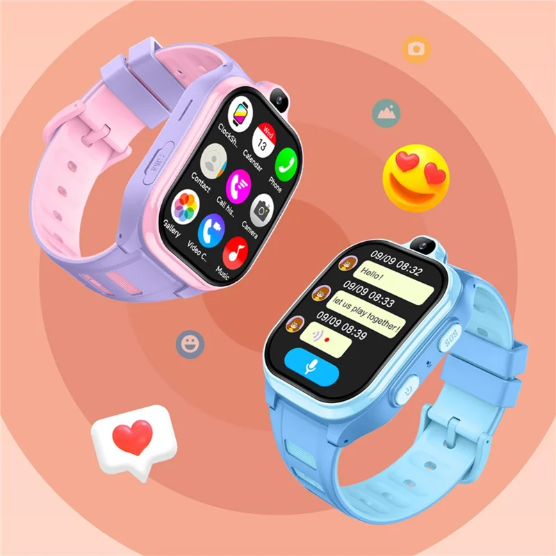 D19 2.0 Inch 4G Kids Smart Watch SOS Call 2GB RAM 16GB ROM GPS Tracker (Europe  /  Asia  /  Africa Version) - Purple