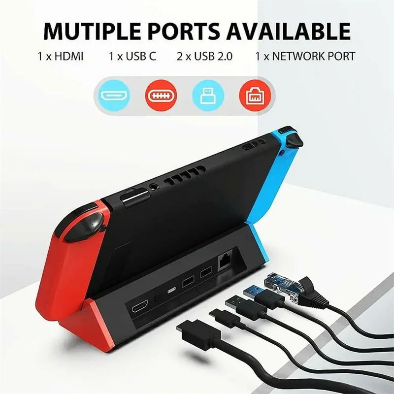 For Nintendo Switch 2 Docking Station 4K / 120Hz HD 2.1 Extension Hub with USB 3.0 and LAN Port