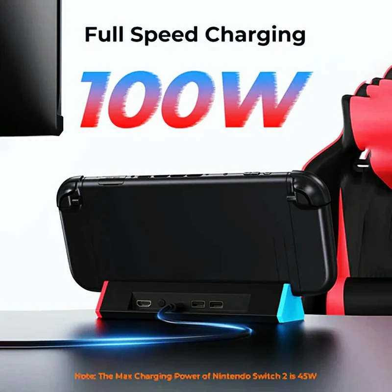 For Nintendo Switch 2 Docking Station 4K / 120Hz HD 2.1 Extension Hub with USB 3.0 and LAN Port