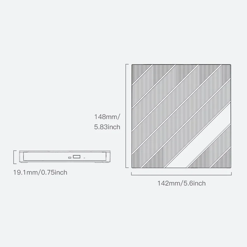 ESSAGER Externe DVD Drive 8X Lees/Schrijf Externe Optische Drive met Hoogwaardige Chip voor Laptop PC - Zwart