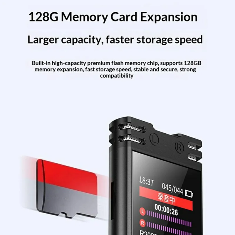 Enregistreur vocal portable de réduction de bruit 8828 Microphone 6D Capture à 360° Stylo d'enregistrement avec fonction MP3 pour les étudiants et les réunions