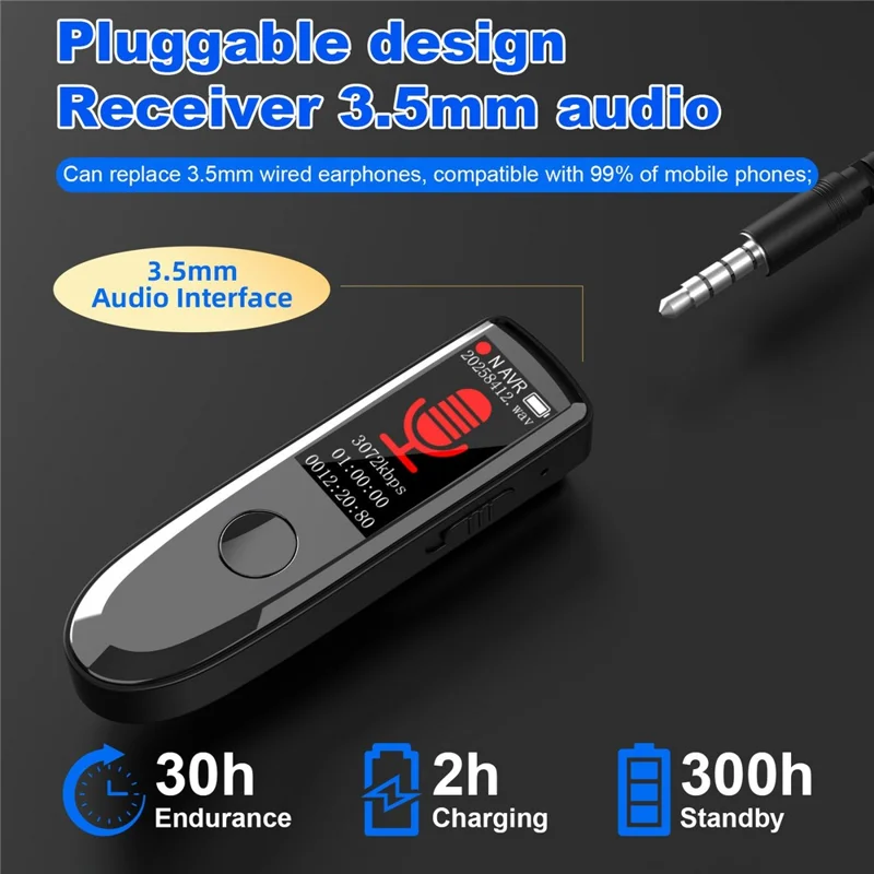 D1 Portable Lapel Recorder ENC Noise Reduction 32GB Voice Recorder with Speaker Bluetooth-Compatible for Students Class Business Meeting