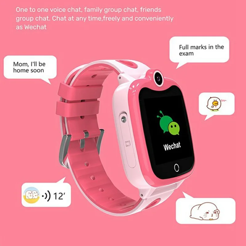 DH10 Kids GPS Smart Watch 4G Smart Watch with Call, Family Voice, SOS, IP67 Waterproof (Europe / Asia / Africa Version) - Pink