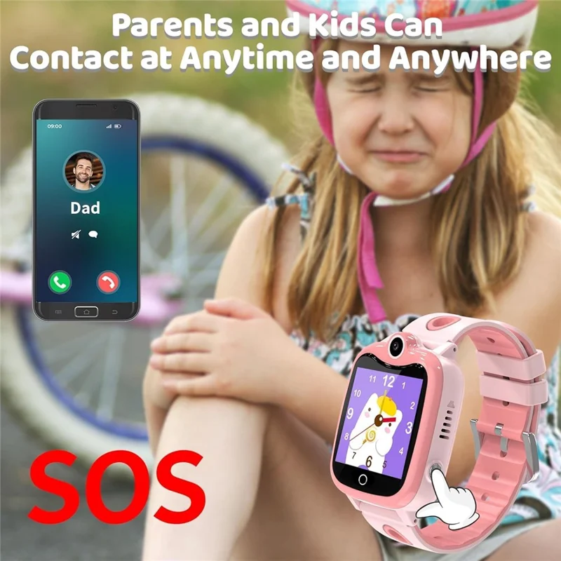 DH10 Kids GPS Smart Watch 4G Smart Watch with Call, Family Voice, SOS, IP67 Waterproof (Europe / Asia / Africa Version) - Pink