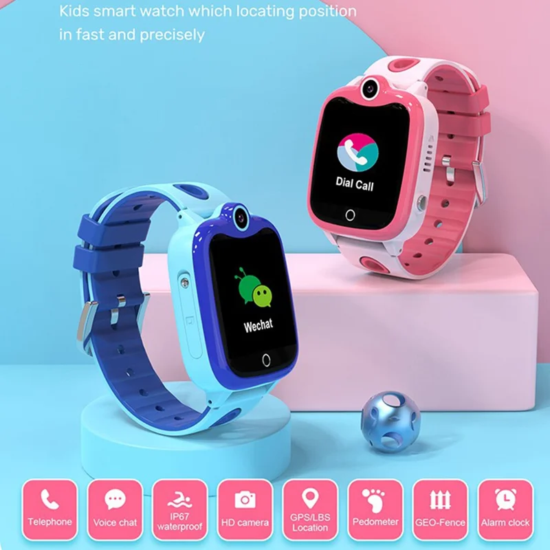DH10 Kids GPS Smart Watch 4G Smart Watch with Call, Family Voice, SOS, IP67 Waterproof (Europe / Asia / Africa Version) - Pink