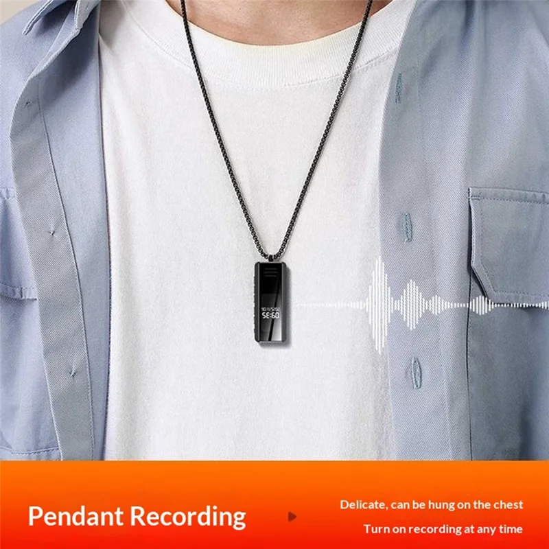 B200 Enregistreur Vocal Mini Cravate avec Réduction de Bruit 8 Go, Écran 1,47 pouces - Noir