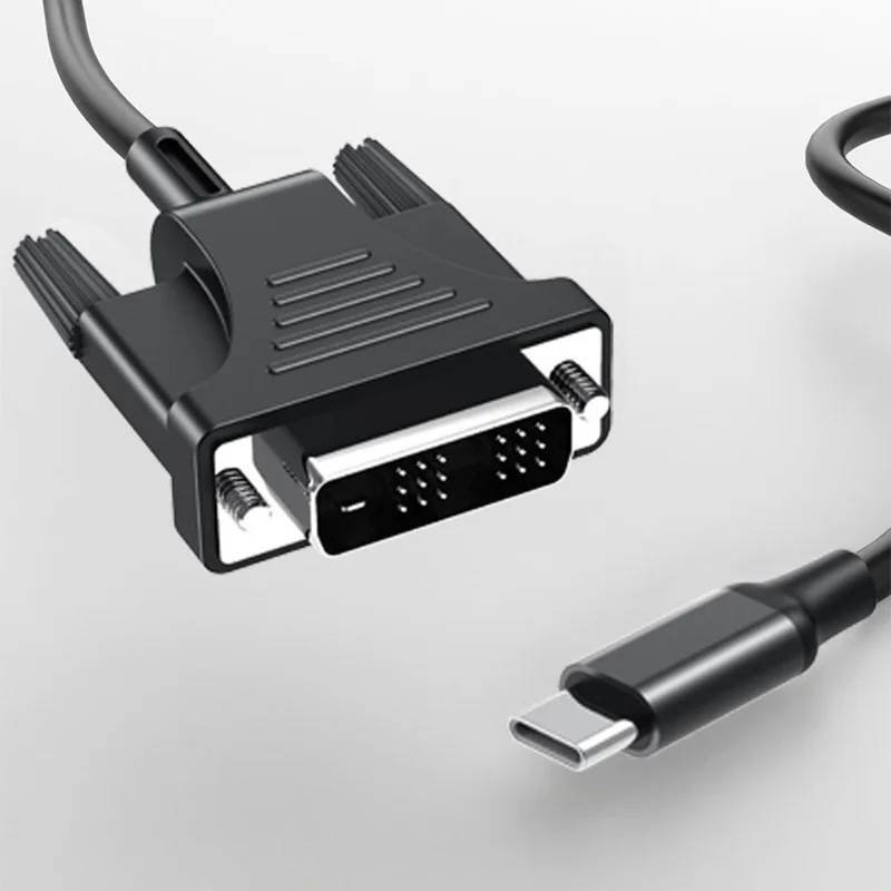 HC-65 USB 3.1 Type-C til DVI adapterkabel, 1080P video kabel til MacBook, laptop, monitor, projector - Sort