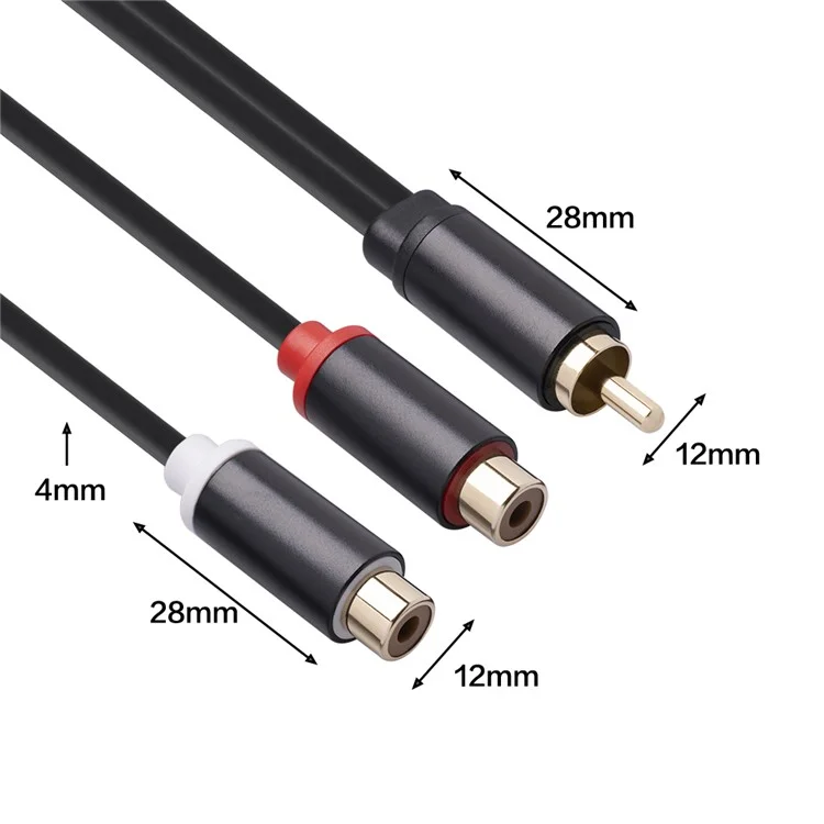 3686MFF-03 RCA Male to Dual RCA Female Audio Power Amplifier Adapter Cable Stereo Y Splitter Cord