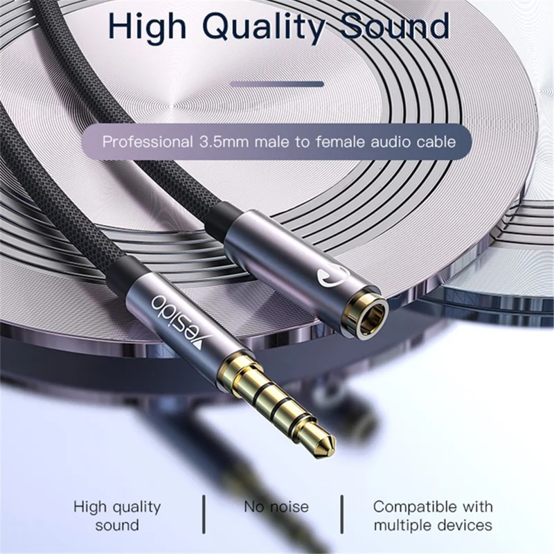 YESIDO YAU26 100cm 3.5mm Male to Female Stereo Audio Extension Adapter Cable