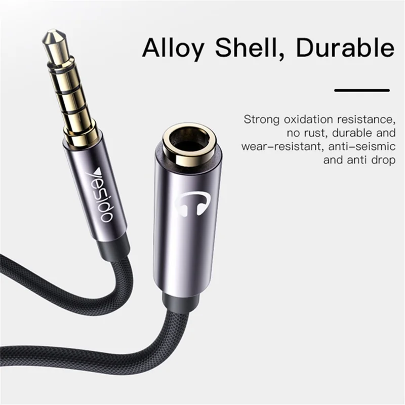 YESIDO YAU26 100cm 3.5mm Male to Female Stereo Audio Extension Adapter Cable