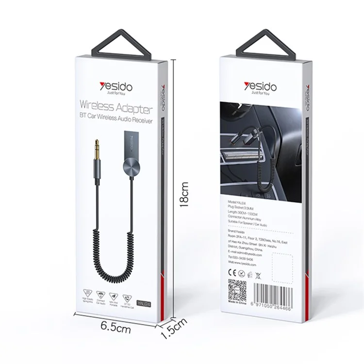 Yesido YAU24 3,5 mm Aux Car Bluetooth Audio Receiver Adapter Für Musik Und Freisprechanrufe