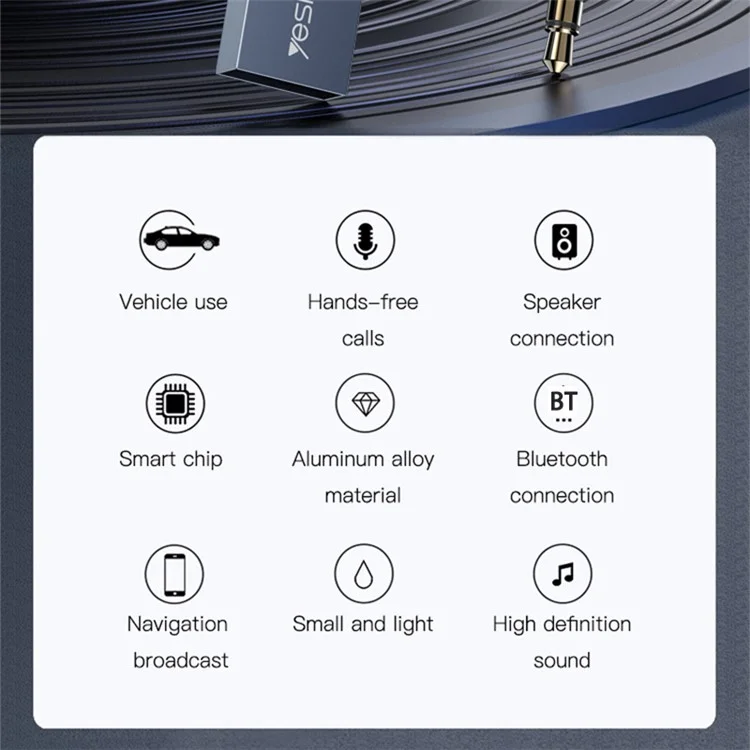 Yesido YAU24 3,5 mm Aux Car Bluetooth Audio Receiver Adapter Für Musik Und Freisprechanrufe