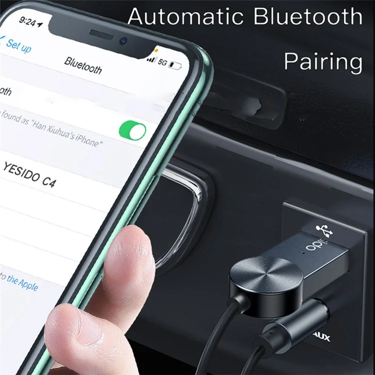Yesido YAU24 3,5 mm Aux Car Bluetooth Audio Receiver Adapter Für Musik Und Freisprechanrufe
