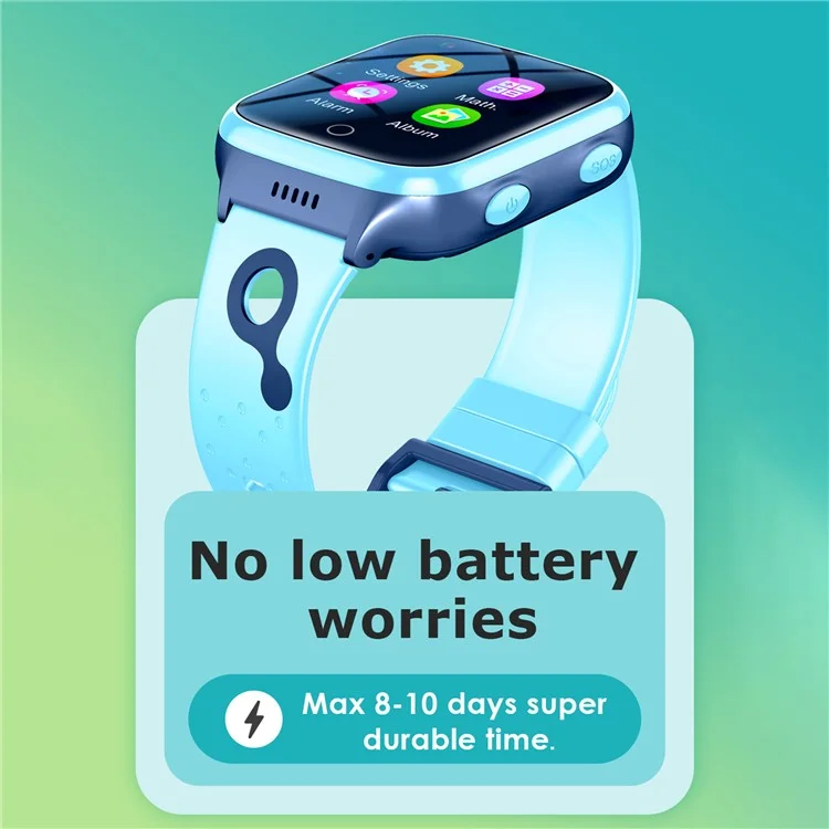 Montre connectée pour enfants K9 4G 1,4 pouces avec écran tactile, WiFi, appel vidéo, GPS et caméra rechargeable - Bleu