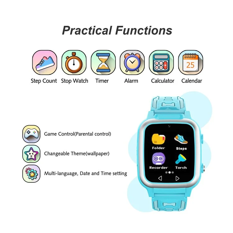 Y08 1.44inch Kinder Smart Watch Music Mp3 Player Foto Bildungsspiele Schrittzähler - Rosa