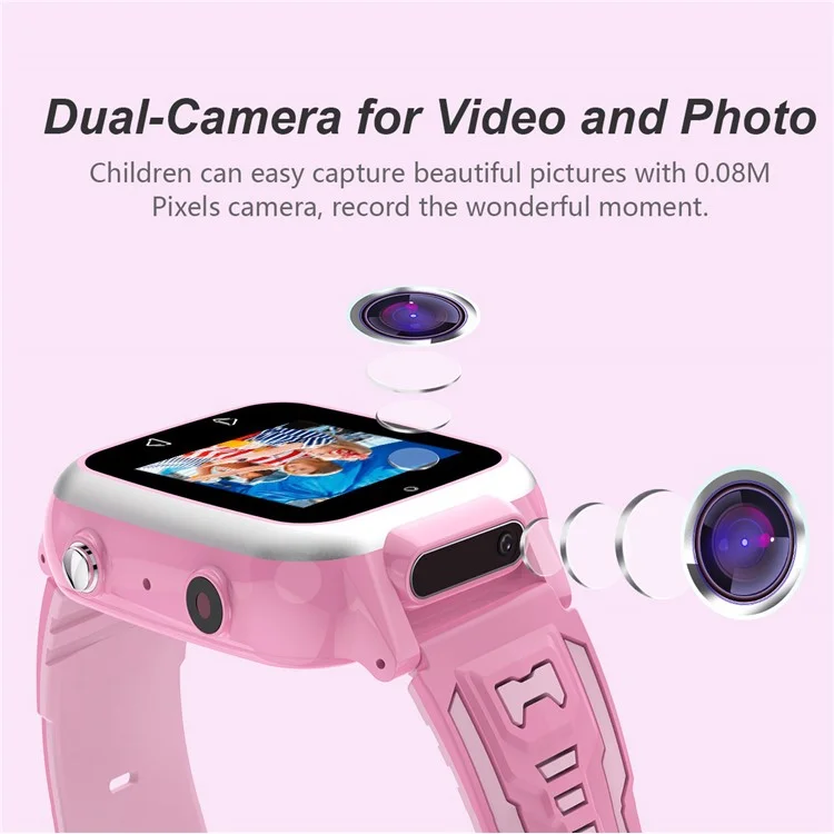 Y08 1.44inch Kinder Smart Watch Music Mp3 Player Foto Bildungsspiele Schrittzähler - Rosa