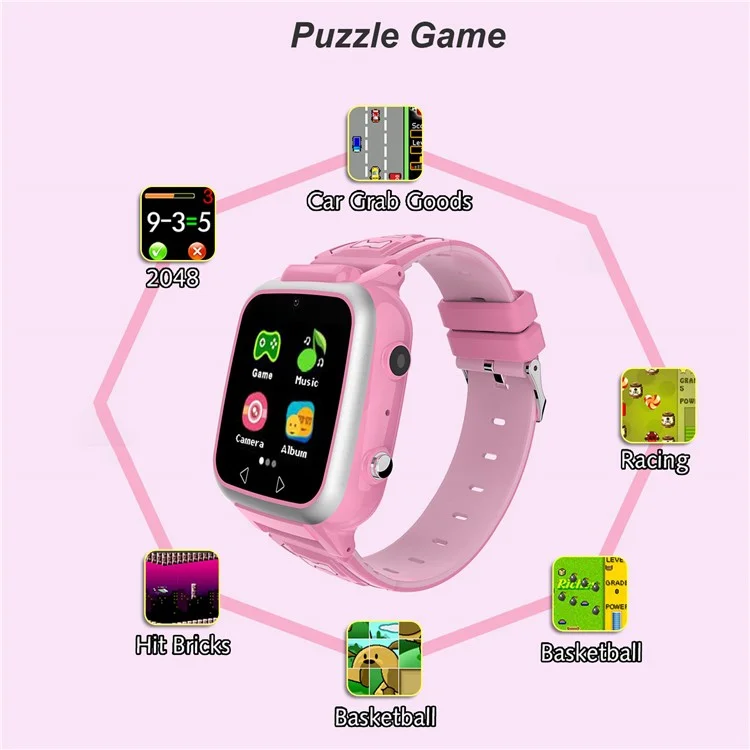 Y08 1.44inch Kinder Smart Watch Music Mp3 Player Foto Bildungsspiele Schrittzähler - Rosa