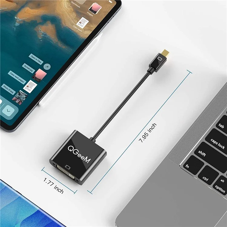 QGEEM QG-HD27 Mini DP vers Câble Adaptateur DVI Mini DisplayPort Mâle vers Femelle DVI Compatible avec MacBook Port Thunderbolt Moniteur Projecteur