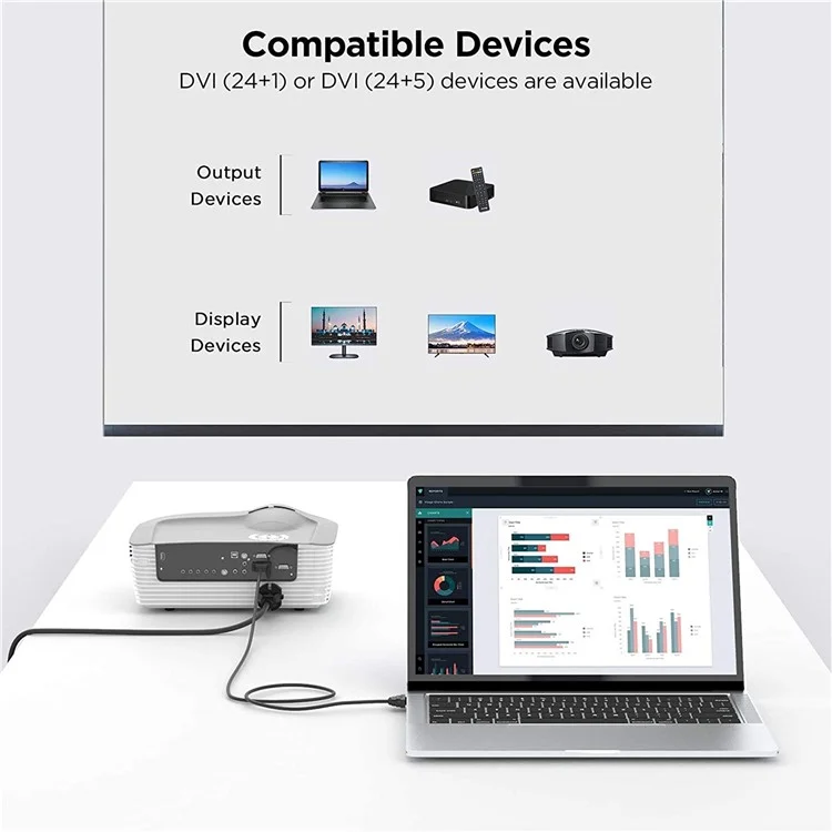 QGEEM QG-HD15 1m DVI to DVI Cable Male to Male Dual-Link DVI Cable Adapter Support 2560x1600/60Hz Compatible with DVI-D (24+1)
