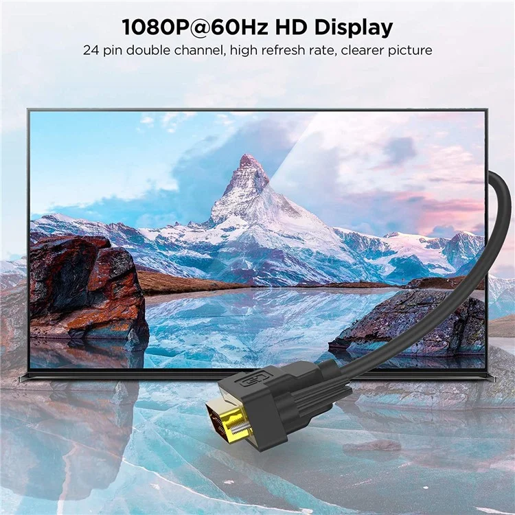 QGEEM QG-HD15 1.8m DVI Male to DVI Male Cable Adapter Dual-Link Cord Converter Support 2560x1600/60Hz Compatible with DVI-D (24+1)