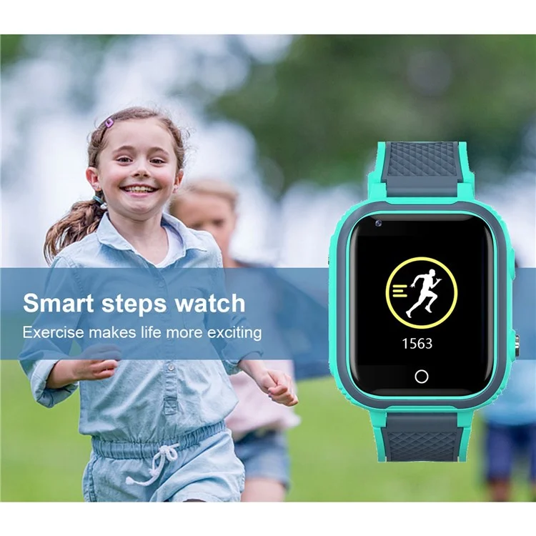 Reloj inteligente para niños LT21 con pantalla táctil IPS de 1,4 pulgadas, contador de pasos, resistente al agua, 4G, en color negro.