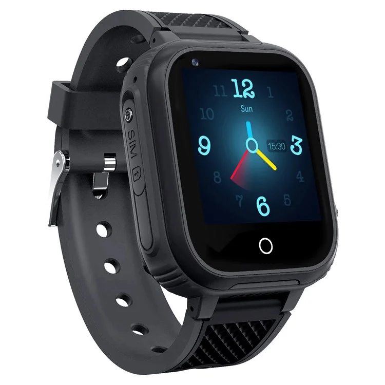 Reloj inteligente para niños LT21 con pantalla táctil IPS de 1,4 pulgadas, contador de pasos, resistente al agua, 4G, en color negro.