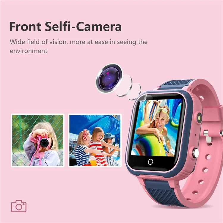 Reloj inteligente para niños LT21 con pantalla táctil IPS de 1,4 pulgadas, contador de pasos, resistente al agua, 4G, en color negro.