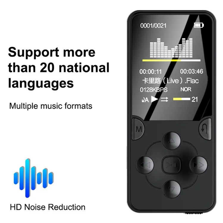 MROBO X-02 8GB 1,8-Zoll-Bildschirm Tragbarer Student MP4-Player Musikvideo-Player mit FM-Radio und Sprachaufnahmefunktion