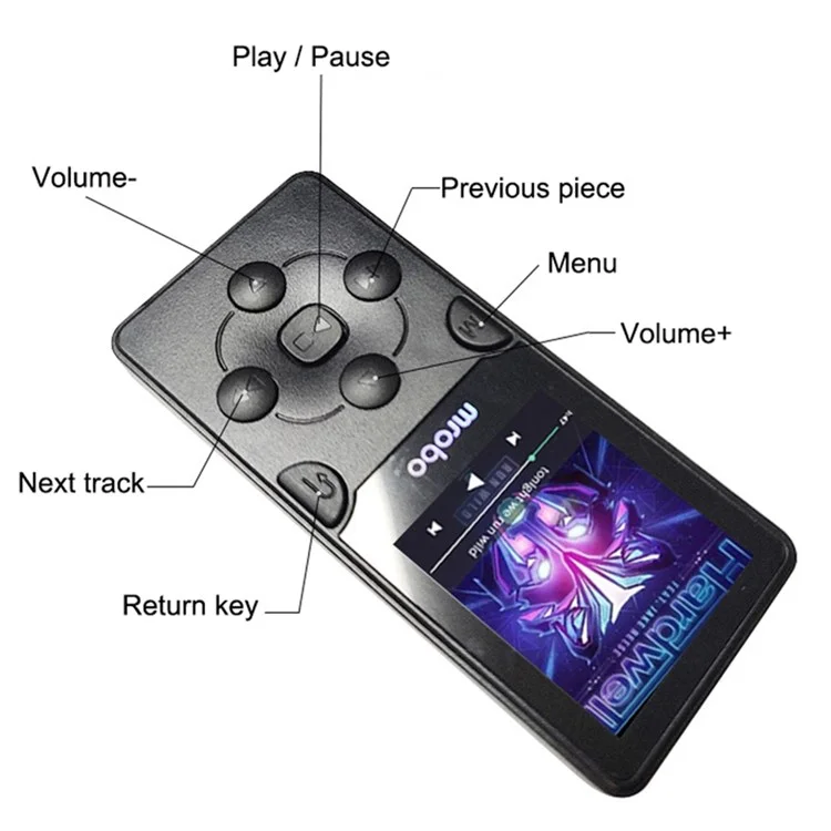 MROBO X-02 32GB 1.8-inch Screen MP4 Player Sound Recording Function FM Radio Music Video Player Student Learning Walkman