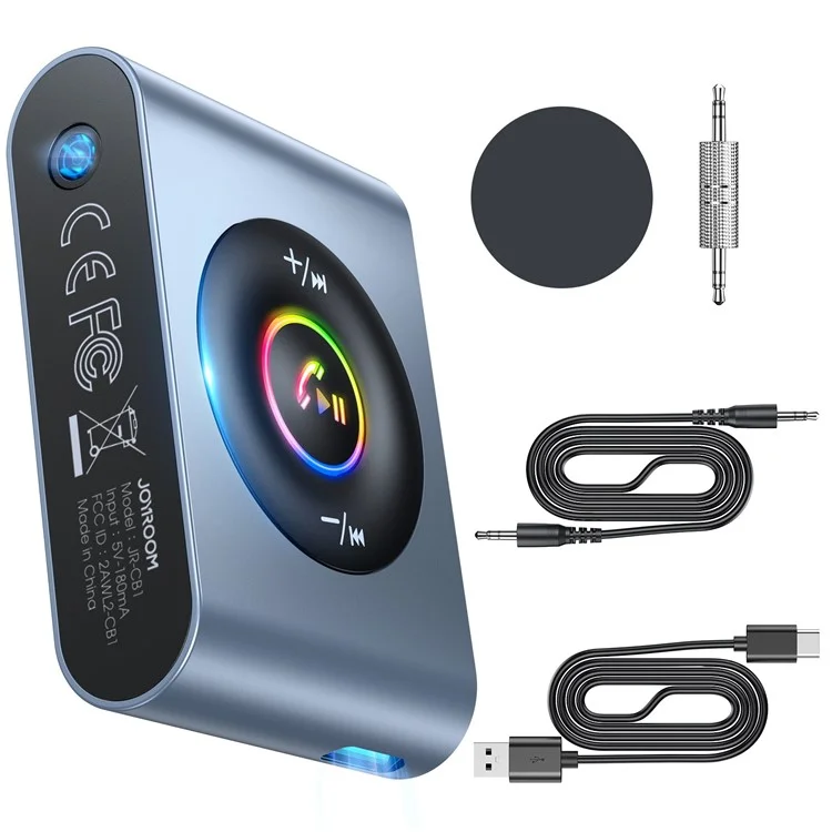 Joyroom JR-CB1 Bluetooth 5.3 Autoadapter Wireless Magnetic Audio Receiver MP3 Player LED 3.5mm Aux-radio-modulator