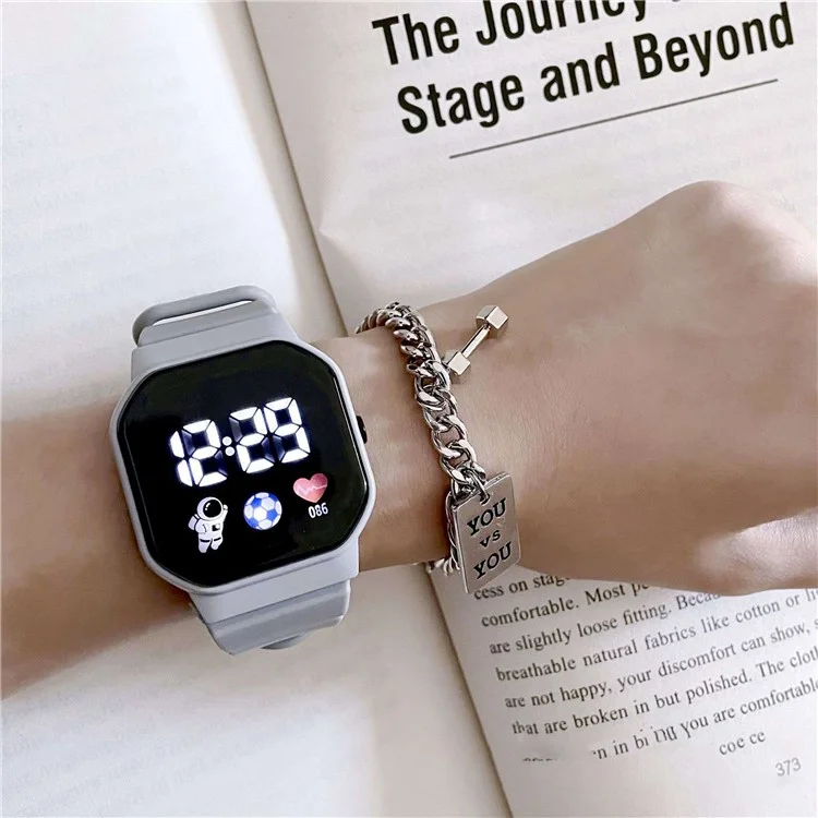 C3-12 Student Smart Watch 1.5" LED Screen Electronic Watch Astronaut Pattern Waterproof Watch - Grey