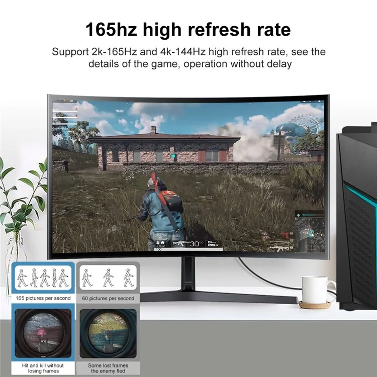 1,5 m DP auf DP 1.4 8K / 4K Ultra HD-Kabel 144 / 165 Hz Monitor TV Gaming Stereo Audio Video Kabel