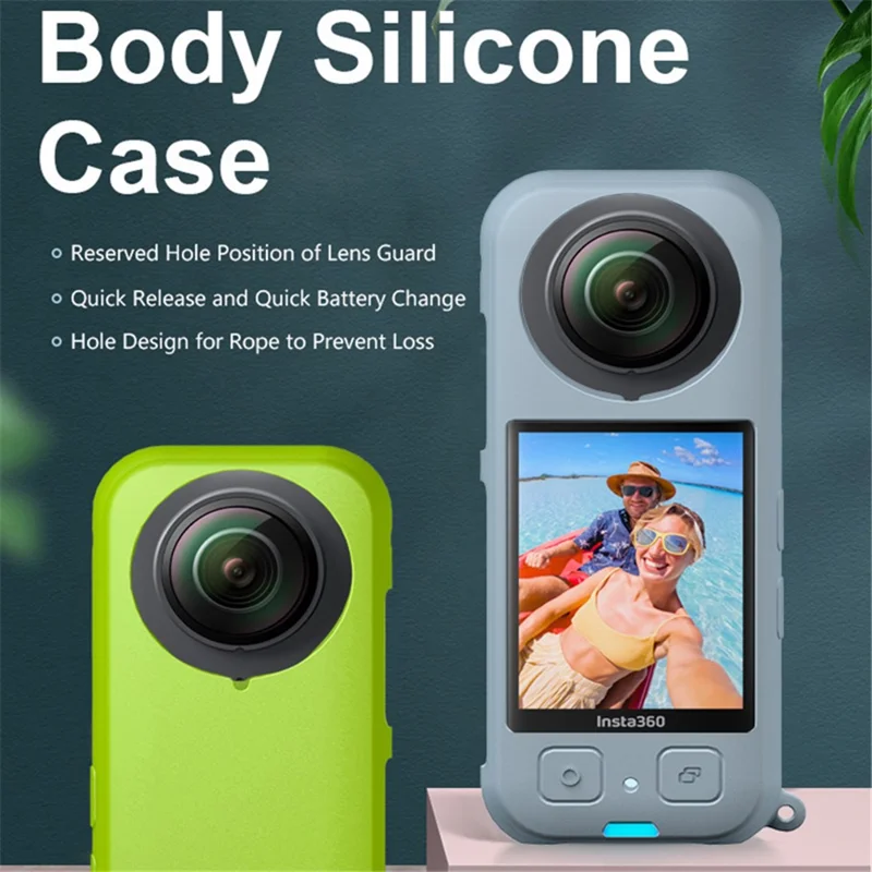 Para a Capa Protetora Insta360 X3, Caixa de Silicone Macio Resistente a Arranhões para Câmera Panorâmica - Azul