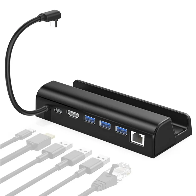 6 en 1 Station D'accueil Pour le Dock de Pont à Vapeur HD 4K / 60Hz, Gigabit Ethernet, 3 USB3.0, Hub Portable Portable USB-C Avec Support