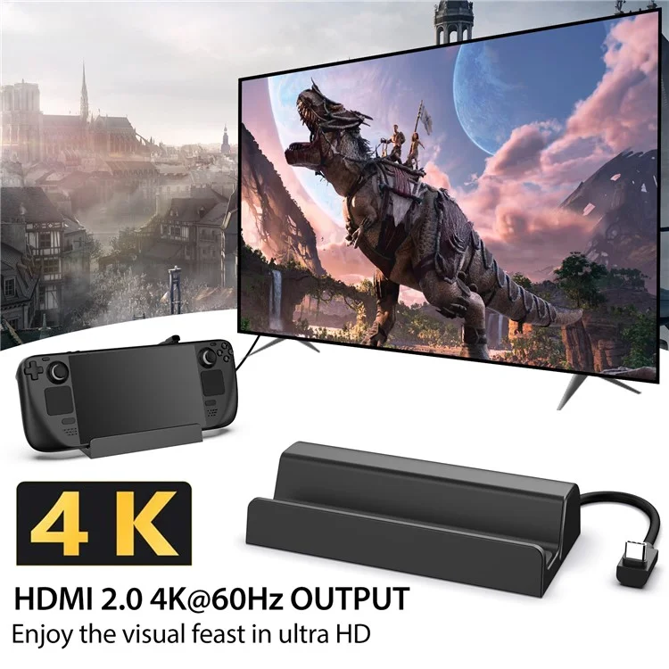 6 en 1 Station D'accueil Pour le Dock de Pont à Vapeur HD 4K / 60Hz, Gigabit Ethernet, 3 USB3.0, Hub Portable Portable USB-C Avec Support