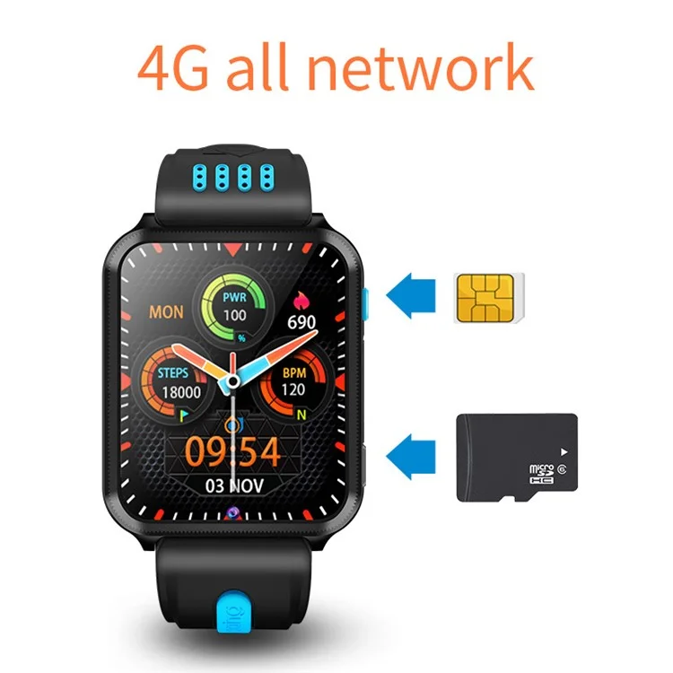 H1PRO 1,83" Large Screen Smart Phone Watch 4G Dual Camera Kids Watch 2+16G - Schwarz / Grau