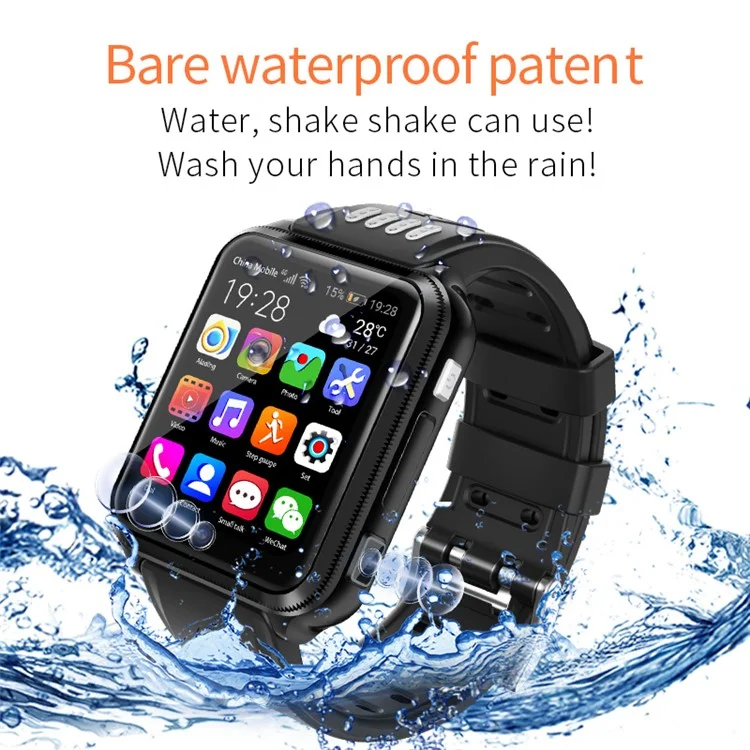 H1PRO 1,83" Large Screen Smart Phone Watch 4G Dual Camera Kids Watch 2+16G - Schwarz / Grau