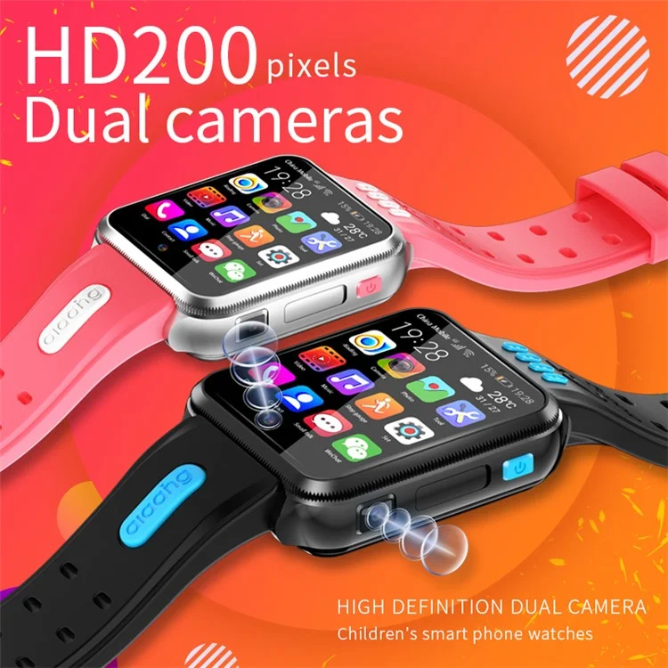 H1PRO 1,83" Large Screen Smart Phone Watch 4G Dual Camera Kids Watch 2+16G - Schwarz / Grau