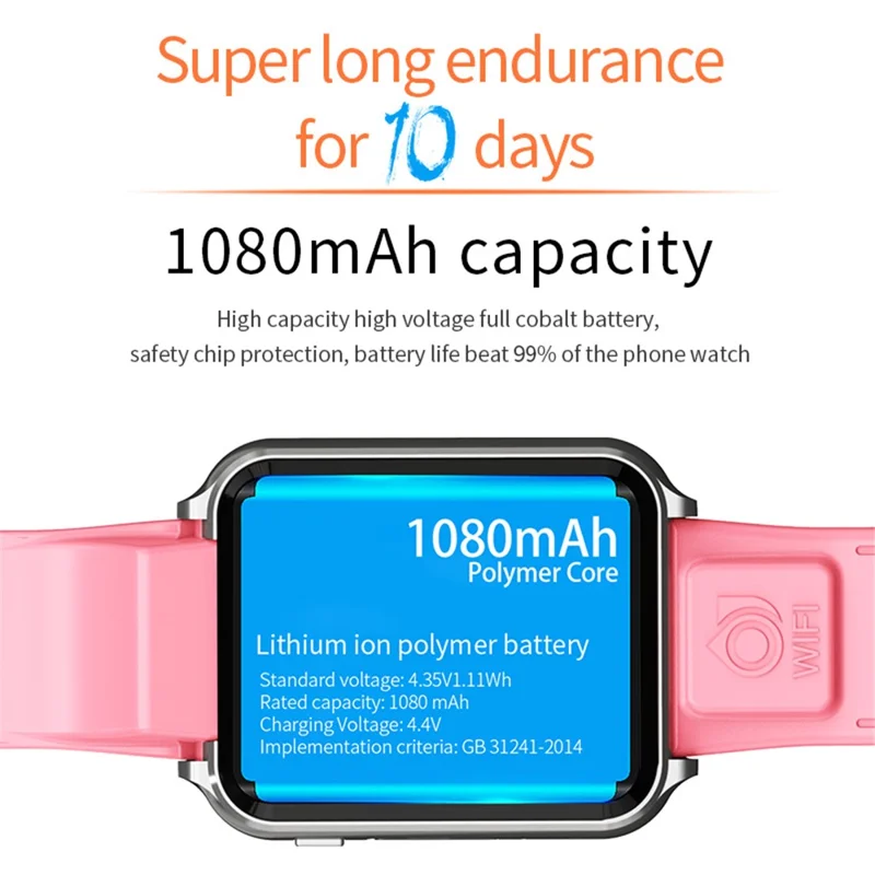 H1PRO 1.83" Large Screen Smart Phone Watch 4G Dual Camera Kids Watch 2+16G - Pink