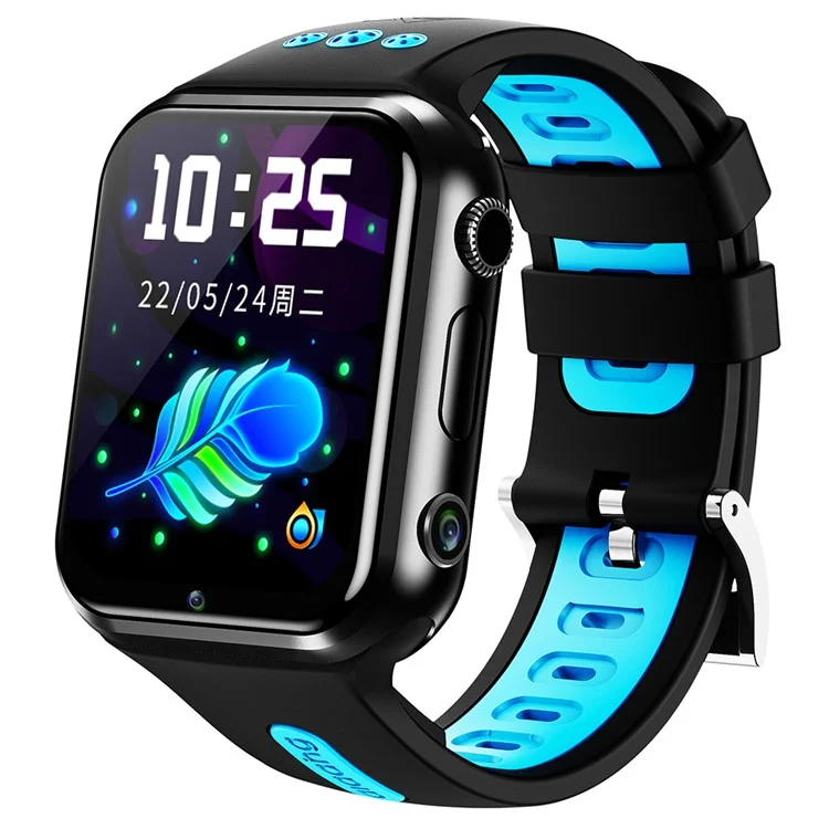 Orologio intelligente per bambini W5PRO con doppia fotocamera 2+16G, impermeabile, display IPS da 1,83 pollici, 4G - Nero / Blu
