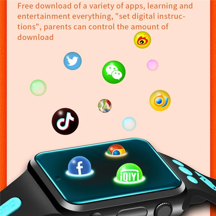 Reloj inteligente para niños W5PRO con cámara dual 2+16G, resistente al agua, pantalla IPS de 1,83 pulgadas, 4G - Naranja