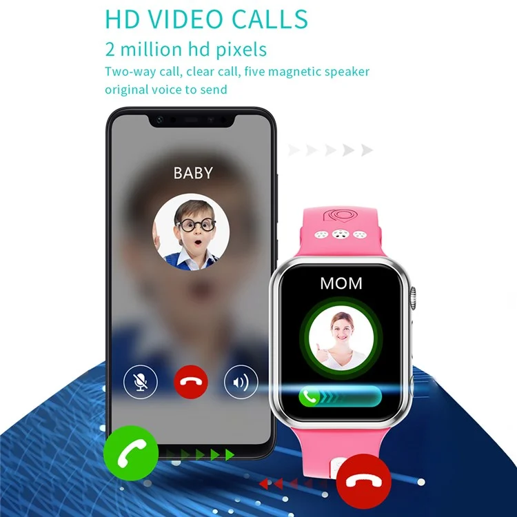 Reloj inteligente para niños W5PRO con cámara dual 2+16G, resistente al agua, pantalla IPS de 1,83 pulgadas, 4G - Naranja